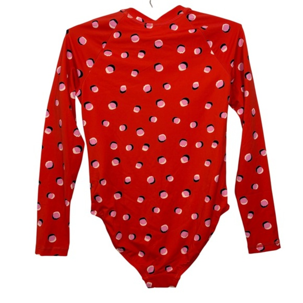 Hanna Andersson Girls Red Polka Dot Long Sleeve Rash Guard One Piece Swimsuit 12 - Picture 5 of 5
